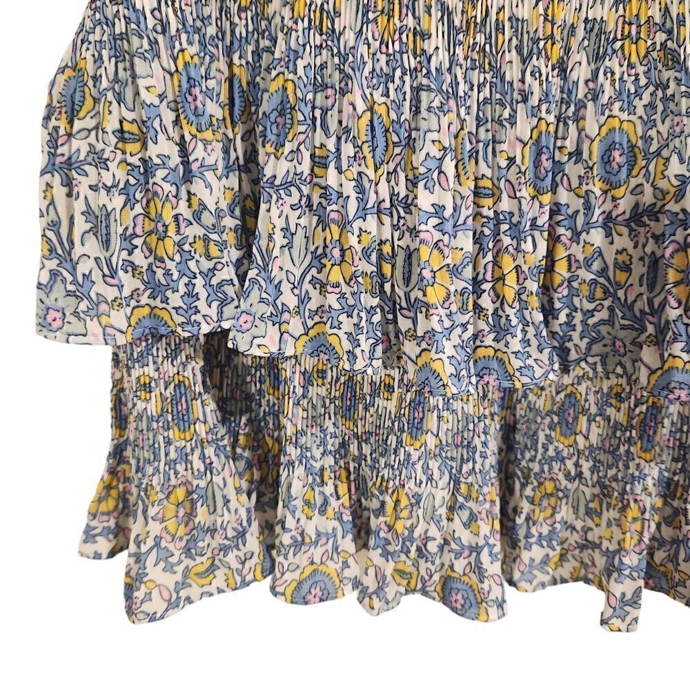 Boden Plisse Mini Skirt Blue Floral Size 8 - Picture 5 of 9
